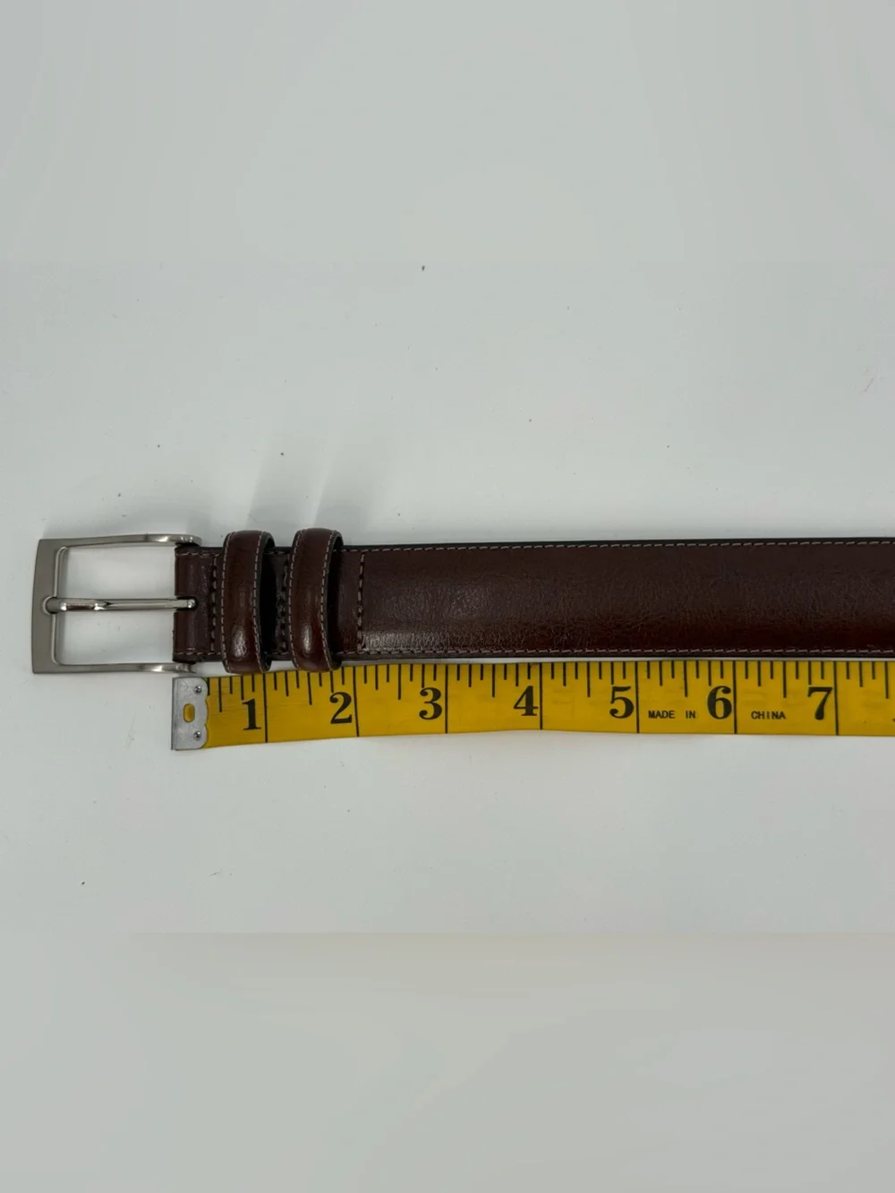 Perry Ellis Contemporary Business Casual Brown Leather Belt 32